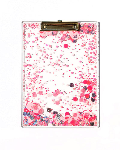 Packed Party pink party confetti clear clipboard