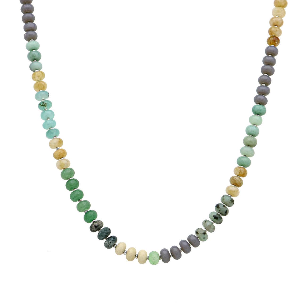 Mint, Natural, Blue, and Grey "Candy" Beaded 16"-18" Necklace