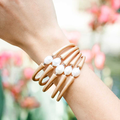 Bali Freshwater Pearl Silicone Bracelet