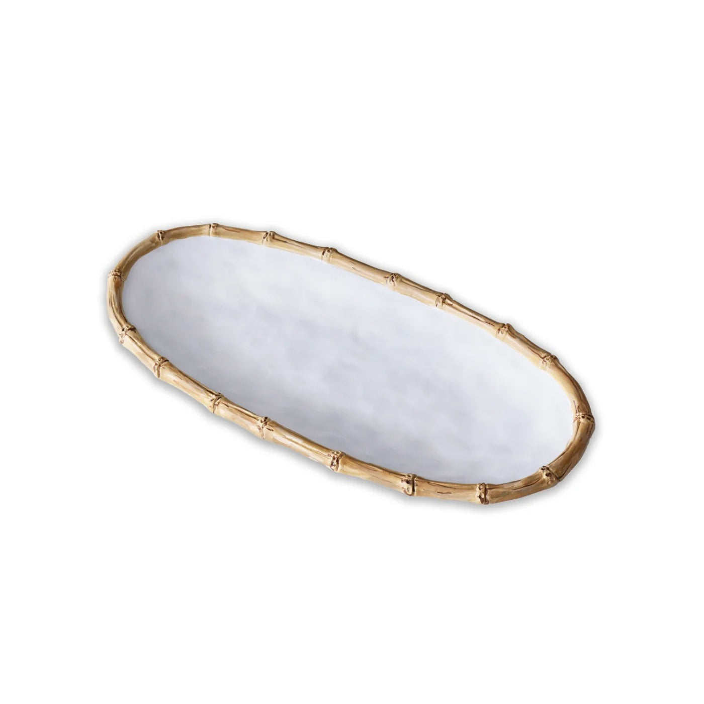 VIDA Bamboo Medium Oval Platter (White and Natural)