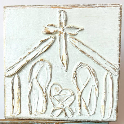 Nativity block 6x6  Christmas Baby Jesus : White