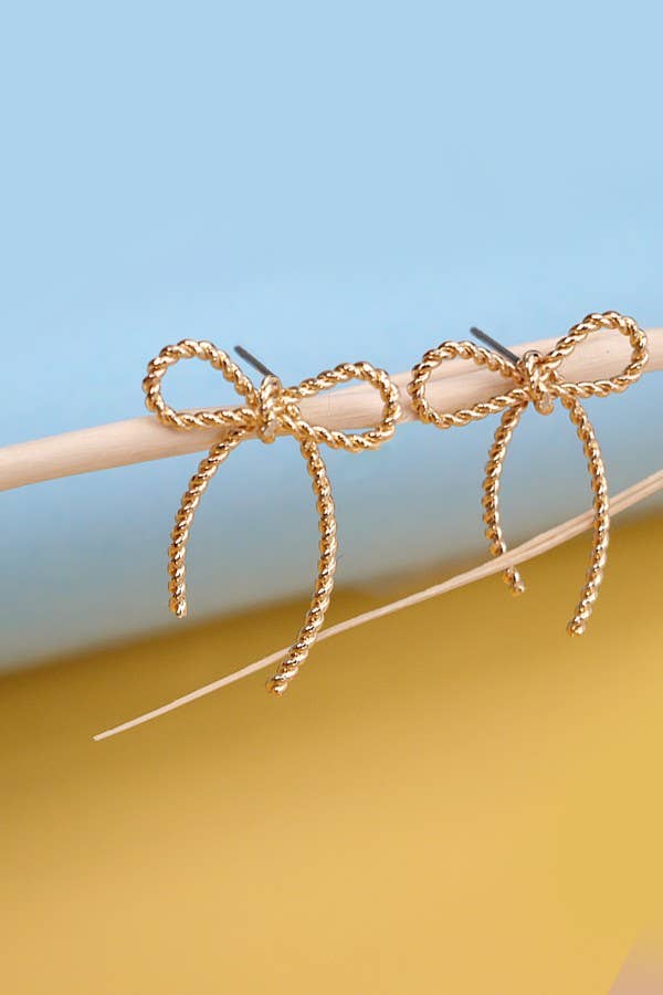 Rope Bow Stud Earrings