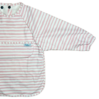 The Grayson Long Sleeve Bib - Petal Pink Brush Stripes