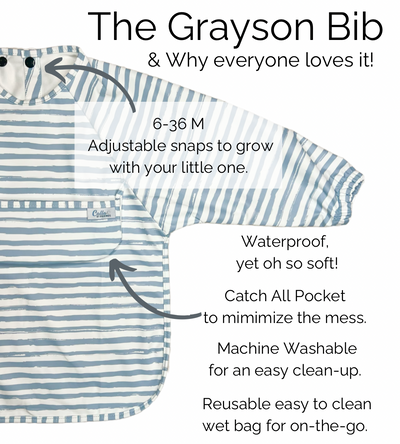 The Grayson Long Sleeve Bib - Petal Pink Brush Stripes