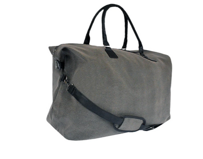 Aspen Gray Large Faux Suede Duffle/Weekender Bag