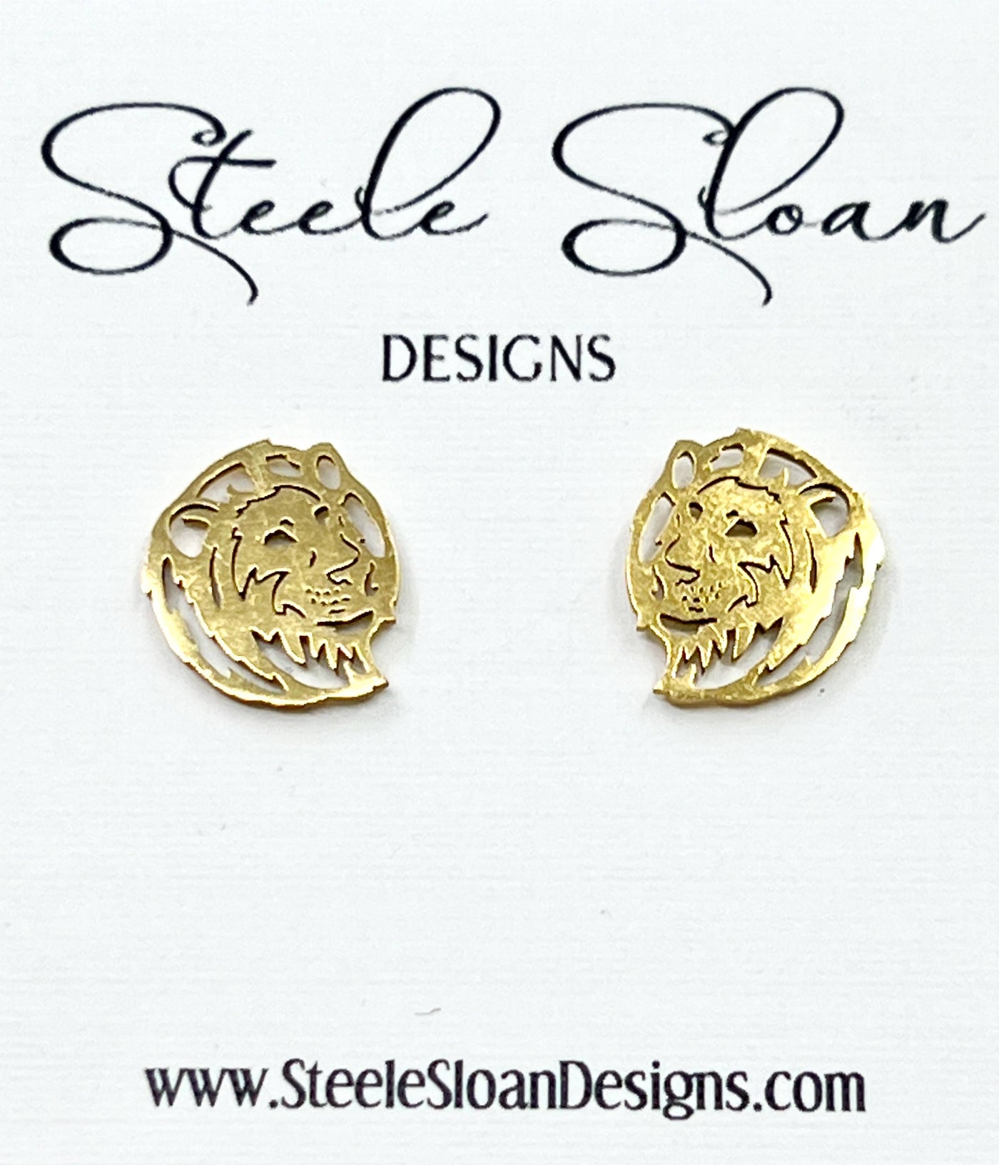 Lion Pride Gold Stud Earrings