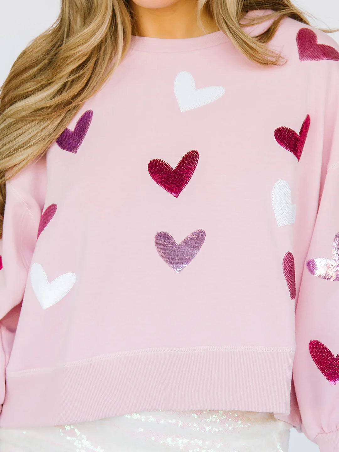 Millie Sweatshirt | Pink Sequin Hearts