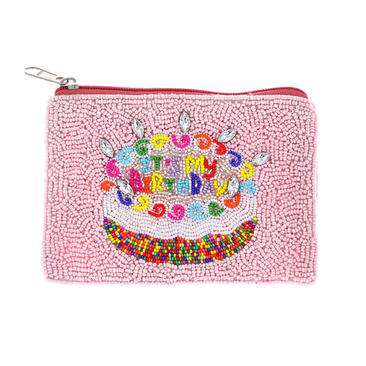 Beaded Zipper Coin & Card Bag