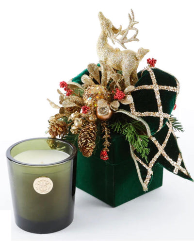 Noble Fir Candle With Decorative Velvet Box