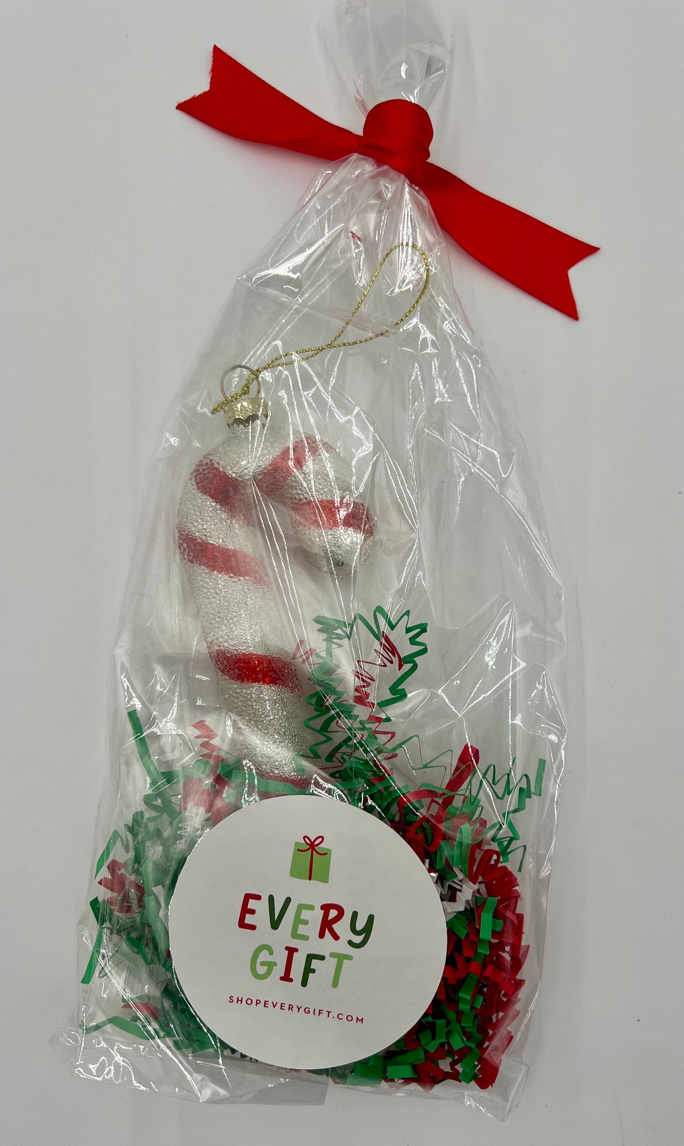 Glittered Glass Candy Cane Ornament