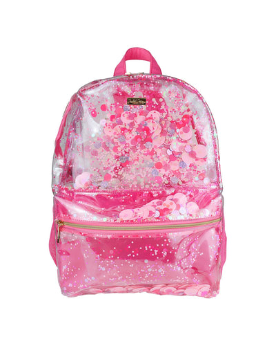 Packed Party pink party confetti pink clear backpack