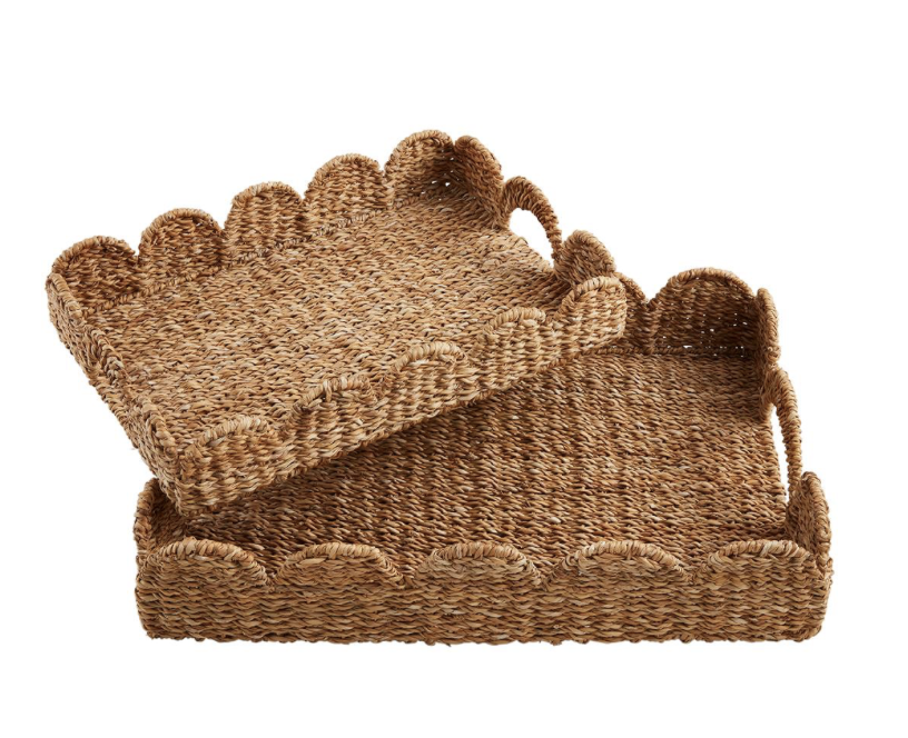 Mud Pie Nested Scallop Woven Trays - Thumbnail 4