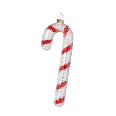 Glittered Glass Candy Cane Ornament