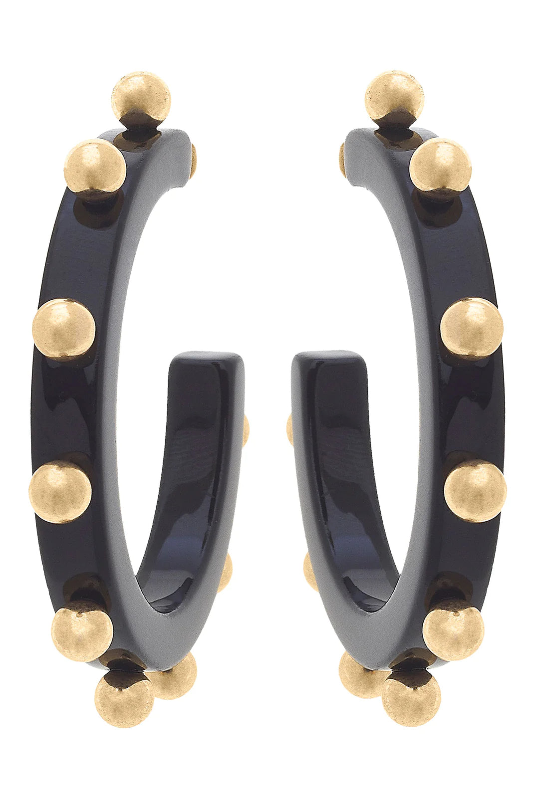 Kelley Studded Metal and Resin Hoop Earrings