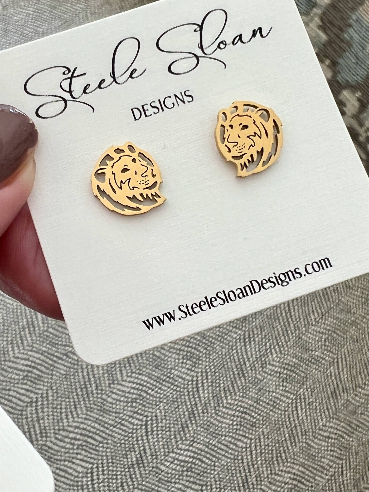 Lion Pride Gold Stud Earrings