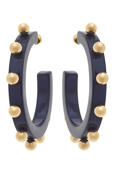 Kelley Studded Metal and Resin Hoop Earrings