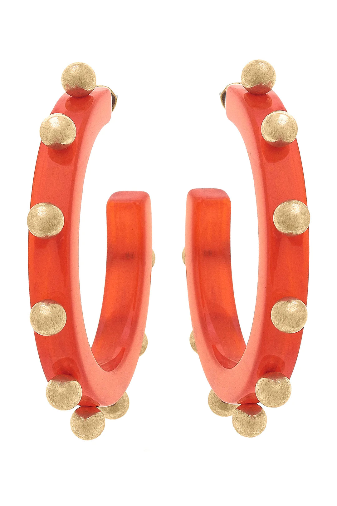 Kelley Studded Metal and Resin Hoop Earrings