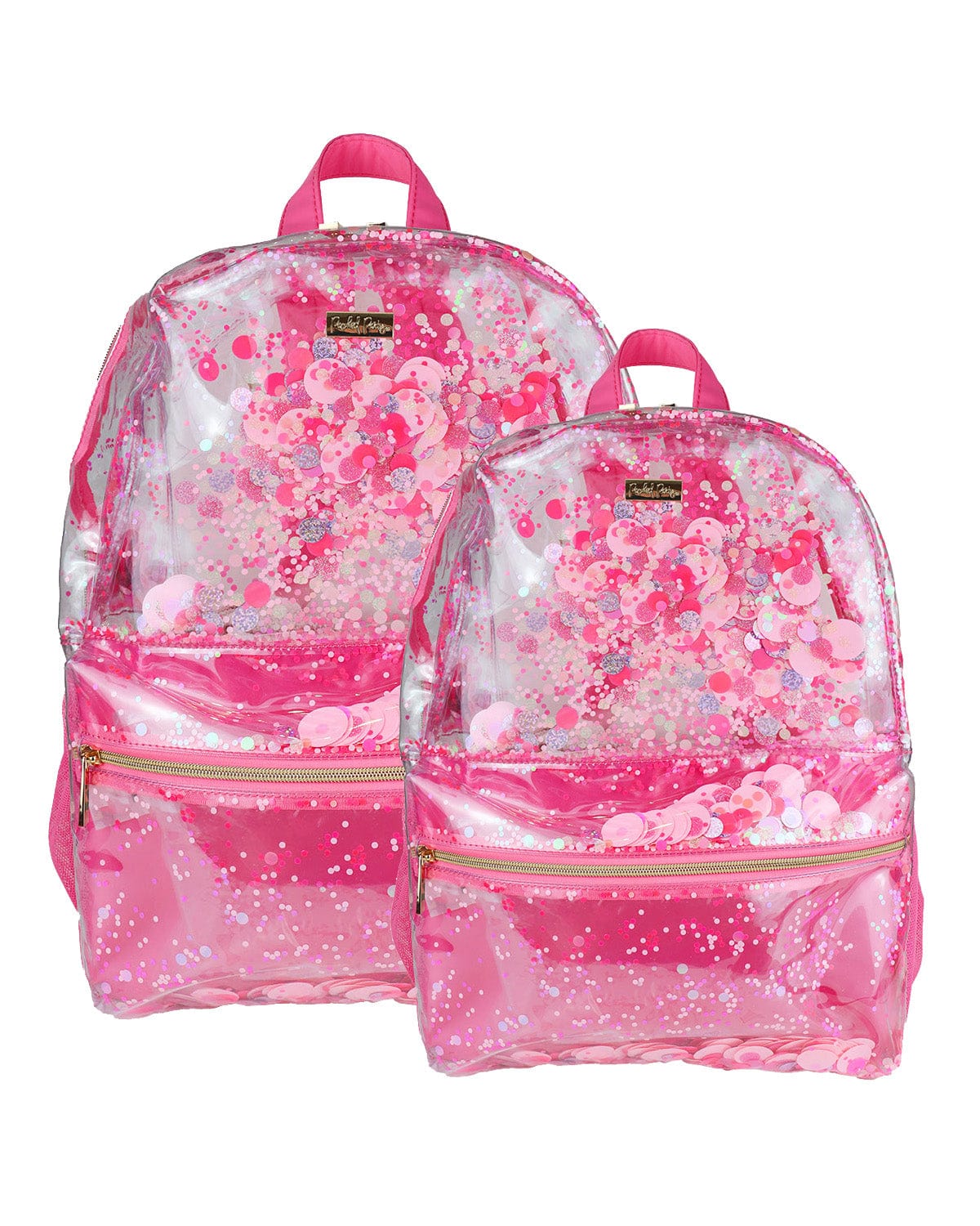 Packed Party pink party confetti pink clear backpack