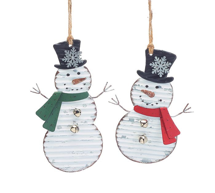 RED GREEN SCARF SNOWMAN ORNAMENTS