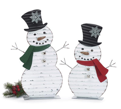 Rustic Galvanized Metal Snowmen Set