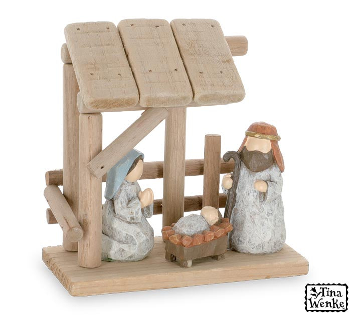 Wood and Resin Holy Family Natvity