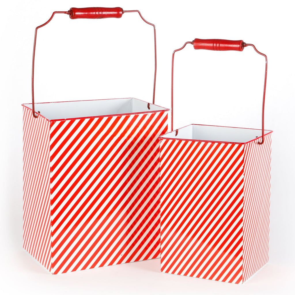 KRINGLE STREET SMALL RED STRIPE SQUARE BUCKETS