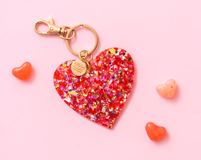 Vday Heart Confetti Keychain