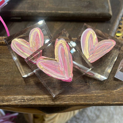 Pink Heart Lucite Block