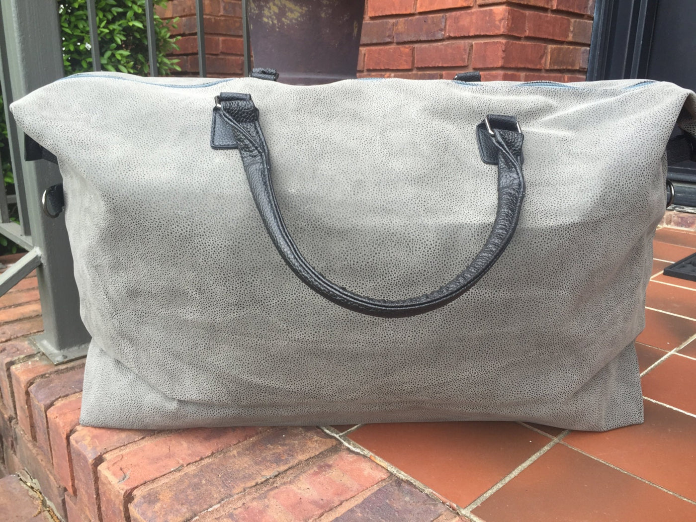 Aspen Gray Large Faux Suede Duffle/Weekender Bag