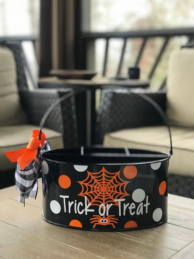 Trick or Treat Purple Utensil Caddy with Spider Web Design; Great for your Halloween Party; Great Gift; Many seasonal/holiday designs