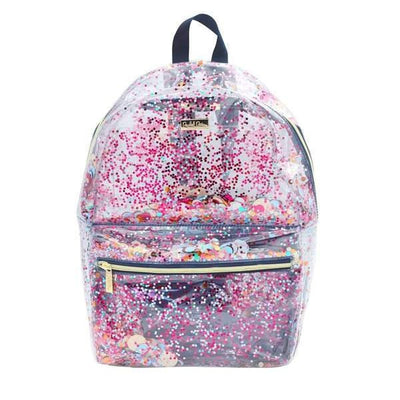 Personalized Essentials Confetti Clear Backpack Trimmed in Navy