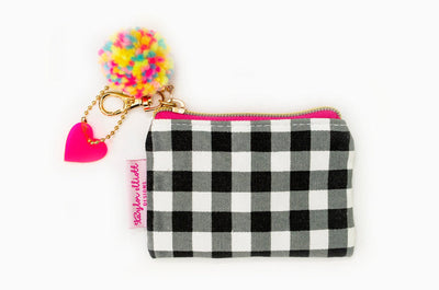 Black Gingham Card Holder Keychain